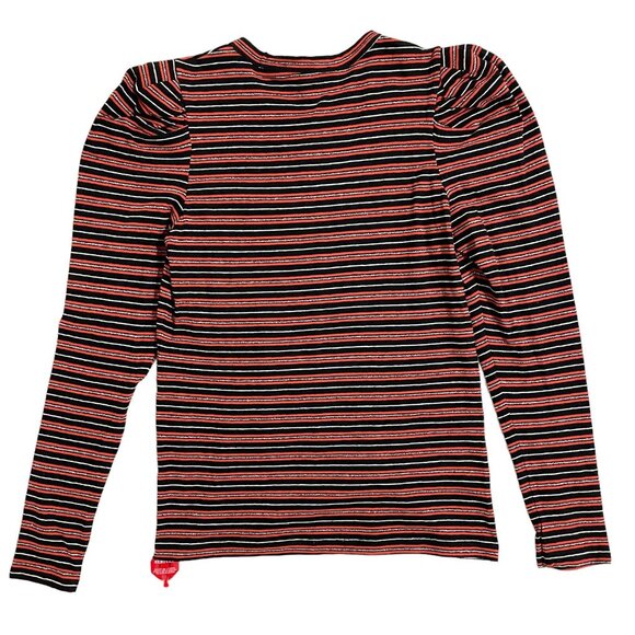 Derek Lam 10 Crosby Striped Knit Top Sweater Orange Silver Black SZ M NWT - Picture 6 of 9